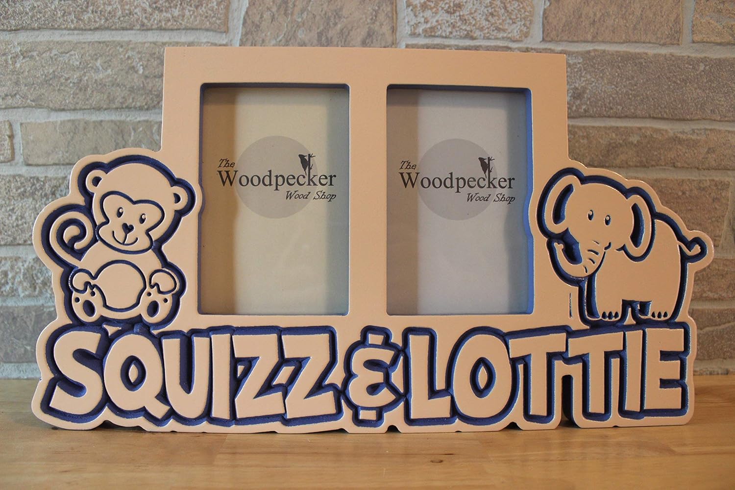 Amazon Com Twin Children Custom Monkey And Elephant Wood Picture Frame Personalized With Your Names Color Font Baby Picture Frame Newborn Picture Frame Animal Picture Frame Pet Picture Frame Handmade