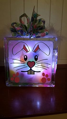 Amazon Com Easter Bunny Lighted Glass Block Easter Holiday Decor