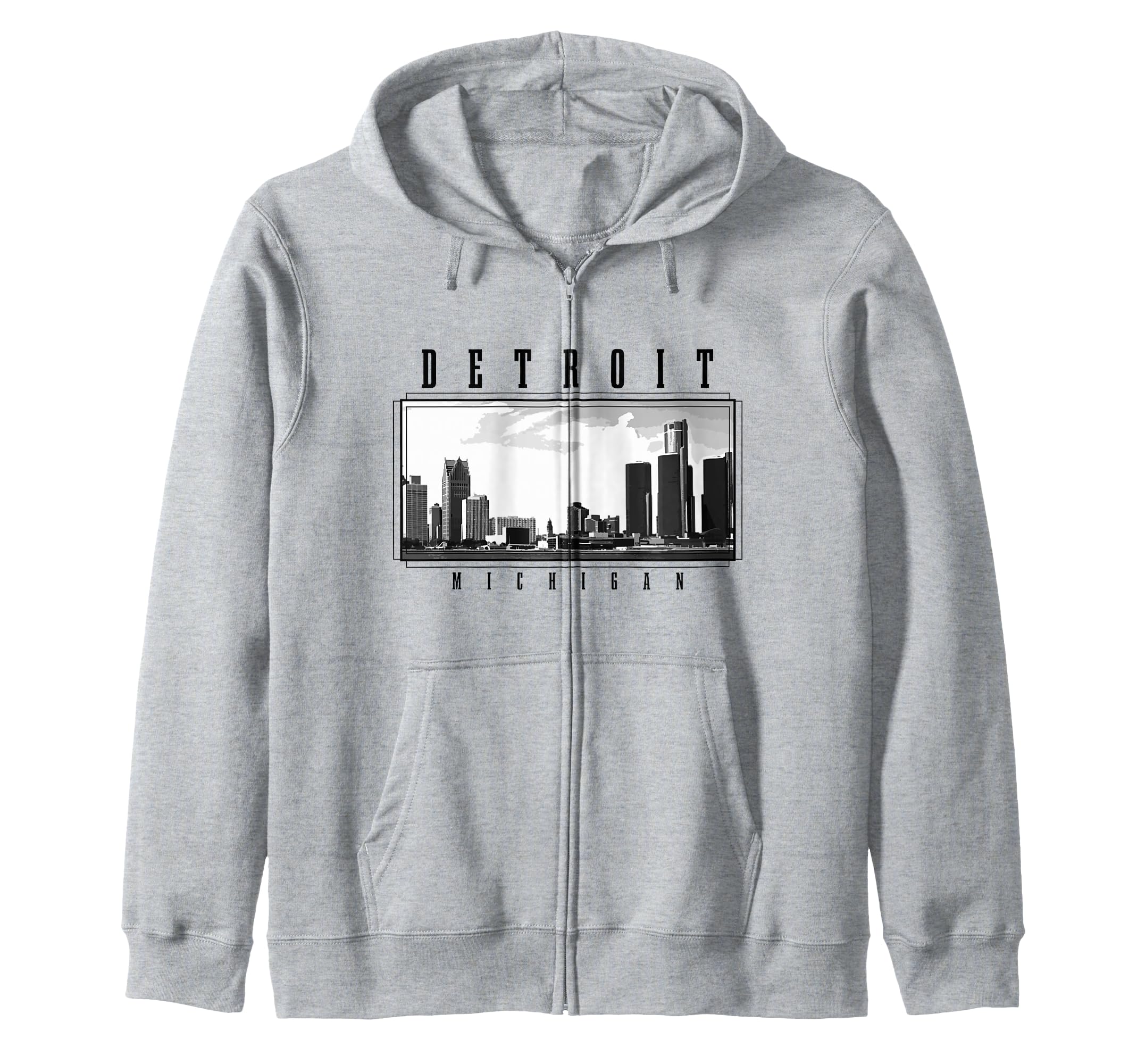 Detroit Skyline Michigan Pride Vintage Detroit Zip Hoodie
