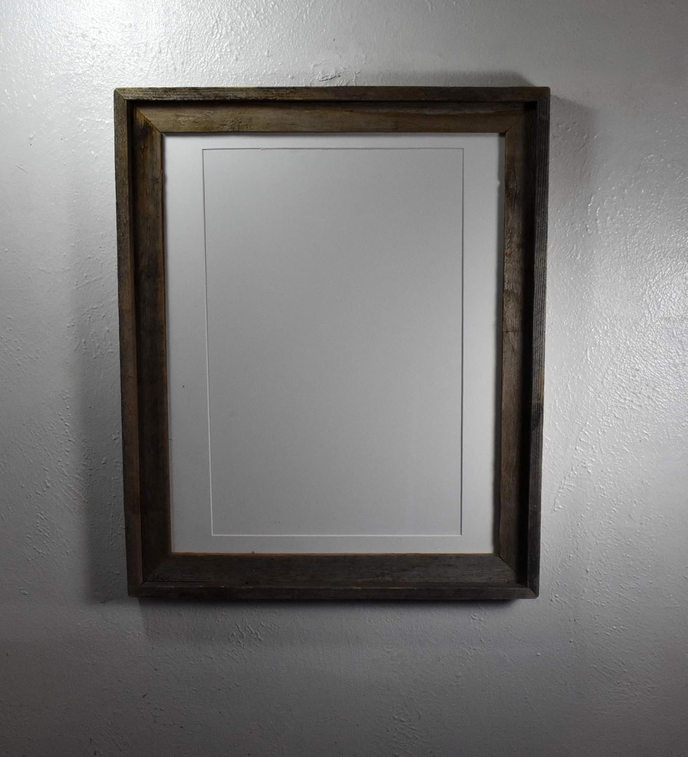 12x18 Poster Frame Rustic Wood White Mat With Glass Hangs