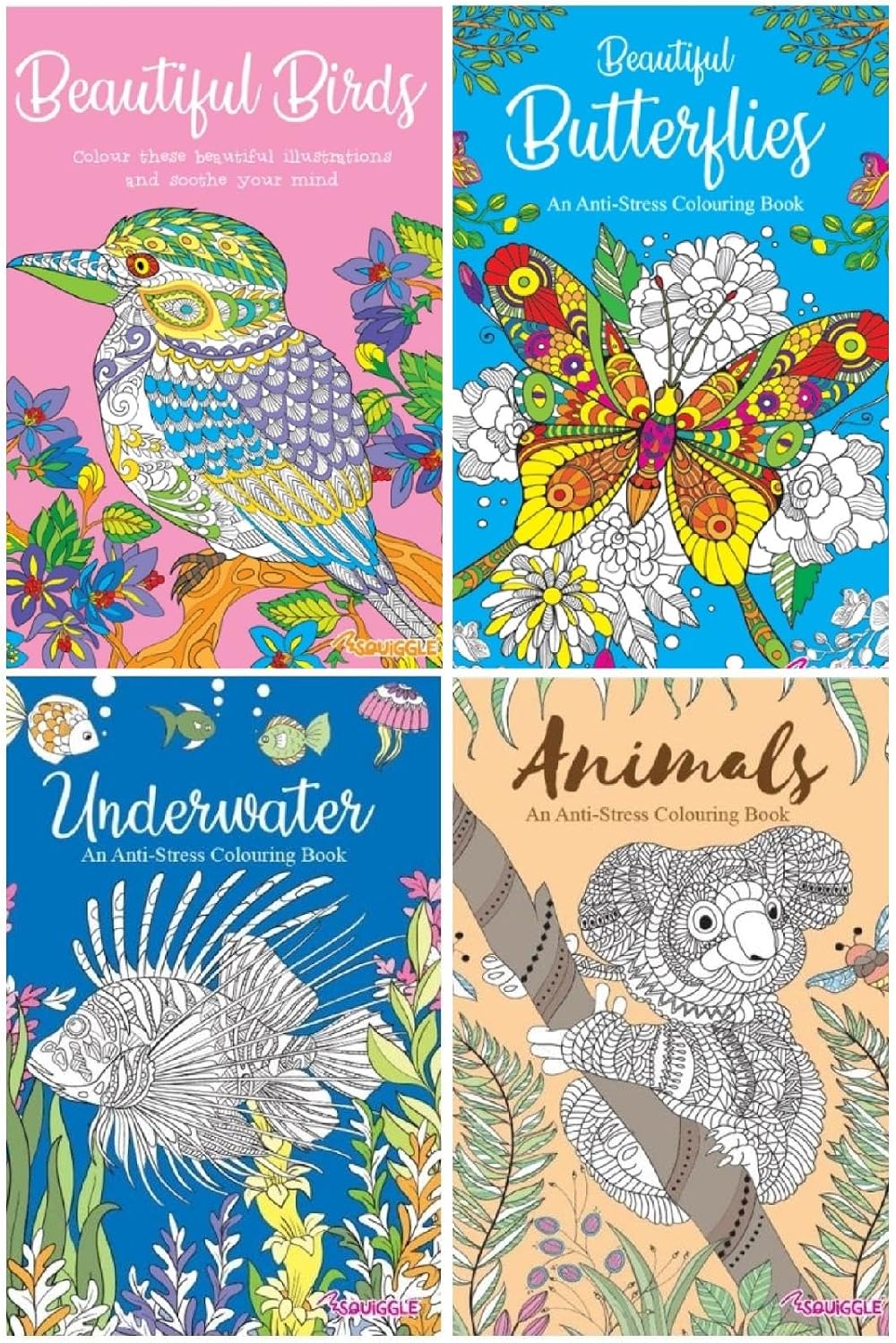 BG Colour Therapy Anti-Stress Adult Colouring Books Set of 4 Set 2