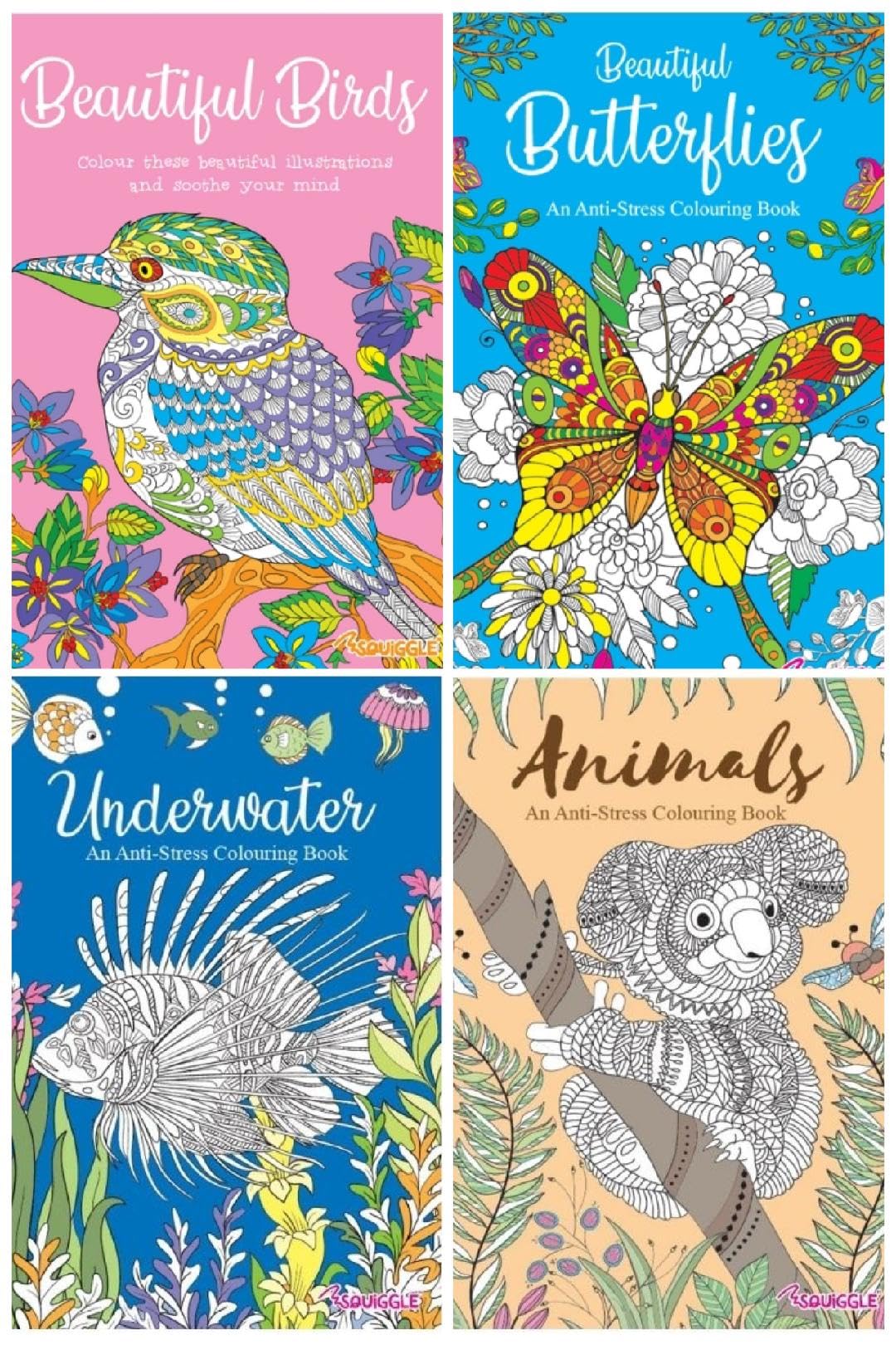 BG Colour Therapy Anti-Stress Adult Colouring Books Set of 4 - Choose Your Set (SET 2)