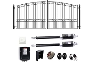 ALEKO 16x6 feet Paris Dual Swing Driveway Gate with Automatic Opener, Galvanized Steel Security Fence Gate