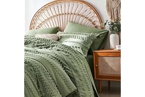 WJSKYDM Tufted Boho Comforter Set Queen Size - Boho Bed Set, 7 Pieces Farmhouse Shabby Chic Embroidery Bedding, Gifts for Wom