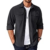 COOFANDY Men's Corduroy Button Down Shirts Jackets Casual Long Sleeve Shacket Lightweight Overshirts with Flap Pockets