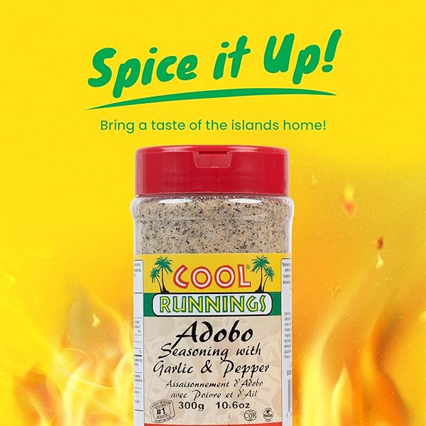 COOL RUNNINGS ADOBO SEASONING WITH PEPPER AND GARLIC 300G – SAVORY AND AROMATIC ADOBO SPICE BLEND FOR MEATS, VEGETABLES, FISH, SEAFOOD AND STEWS