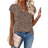 Zeagoo Womens Tops Short Sleeve V Neck Shirts Summer Dressy Casual Business Clothes Work Blouses Fashion Clothing Outfits