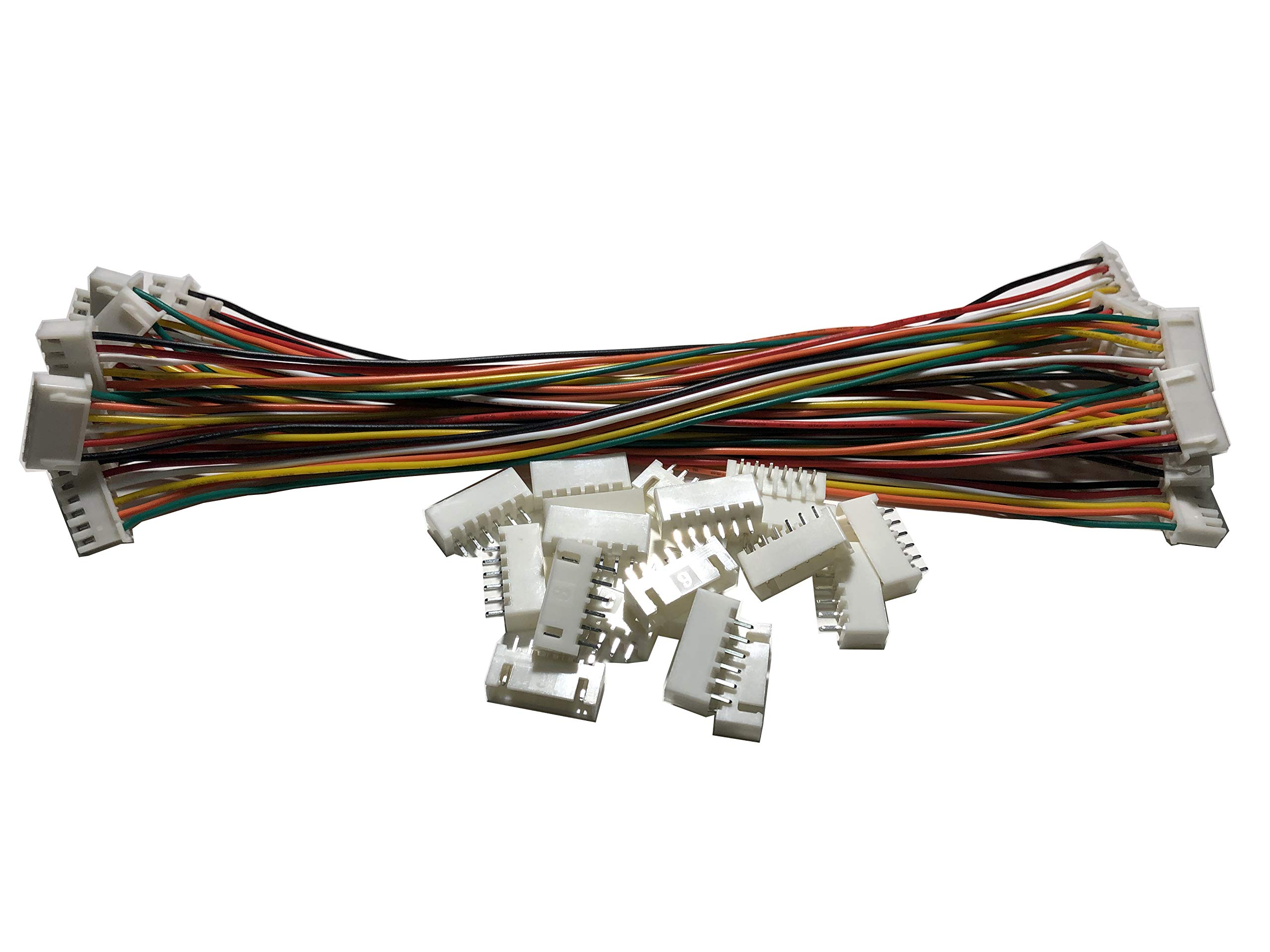 Photo 1 of 10 PCS 6 PIN JST XH Female Connector on Both Side - 200mm 1007 26 AWG & 20 PCS 6 PIN JST XH Male Connector