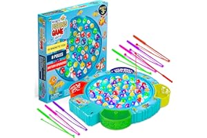 IPIDIPI TOYS Fishing Game for Kids, 45 Fish and 8 Poles - Magnetic Fish Toy with Rotating Board & Music - Motor Skill Activity for Toddlers, Boys & Girls 3+ - Party Favors Stocking Stuffers for Kids