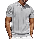 PJ PAUL JONES Mens Polo Shirts Short Sleeve Textured Knit Polo Shirt Ribbed Casual Golf Shirts