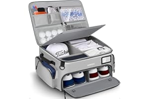 LOINTET Golf Trunk Organizer, Waterproof Car Golf Locker with Separate Ventilated Compartment for 2 Pair Shoes, Golf Storage for Balls, Tees, Cap, Clothes, Gloves, Accessories, Gifts for Men, Women