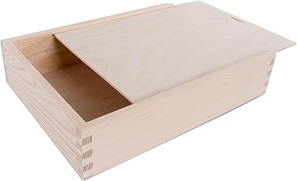 Caja de madera con tapa deslizante (tamaño L28 x W21 x h6 cm: Amazon.es: Hogar