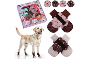 EXPAWLORER 8 Pcs Anti Slip Dog Socks, Dog Shoes for Hot Pavement, Dog Booties for Hardwood Floor, Prevent Licking Paws, Boots & Paw Protectors for Small Medium Large Senior Dogs