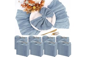 Teruntrue 100 Pack Dusty Blue Cloth Napkins Cheesecloth Napkins Set of 100 Gauze Napkins Bulk Washable Boho Dinner Table Napk