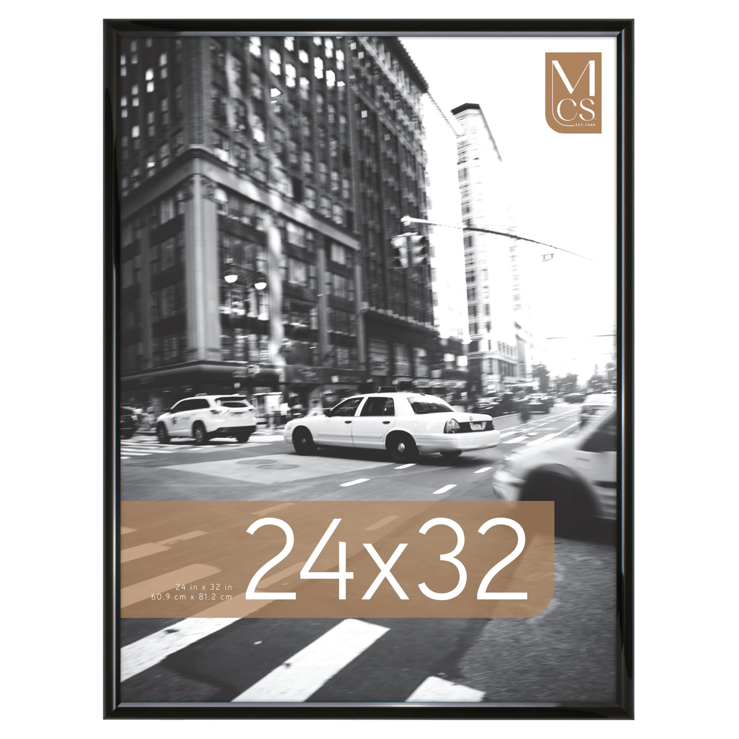 Photo 1 of **FRAME HAS SMALL CRACK ON SIDE-SEE PIC**MCS Trendsetter 24x32 Poster Frame Black High-Gloss, Vertical & Horizontal Wall Hanging Large Picture Frame for Photos, Posters & Art Prints (1-Pack)