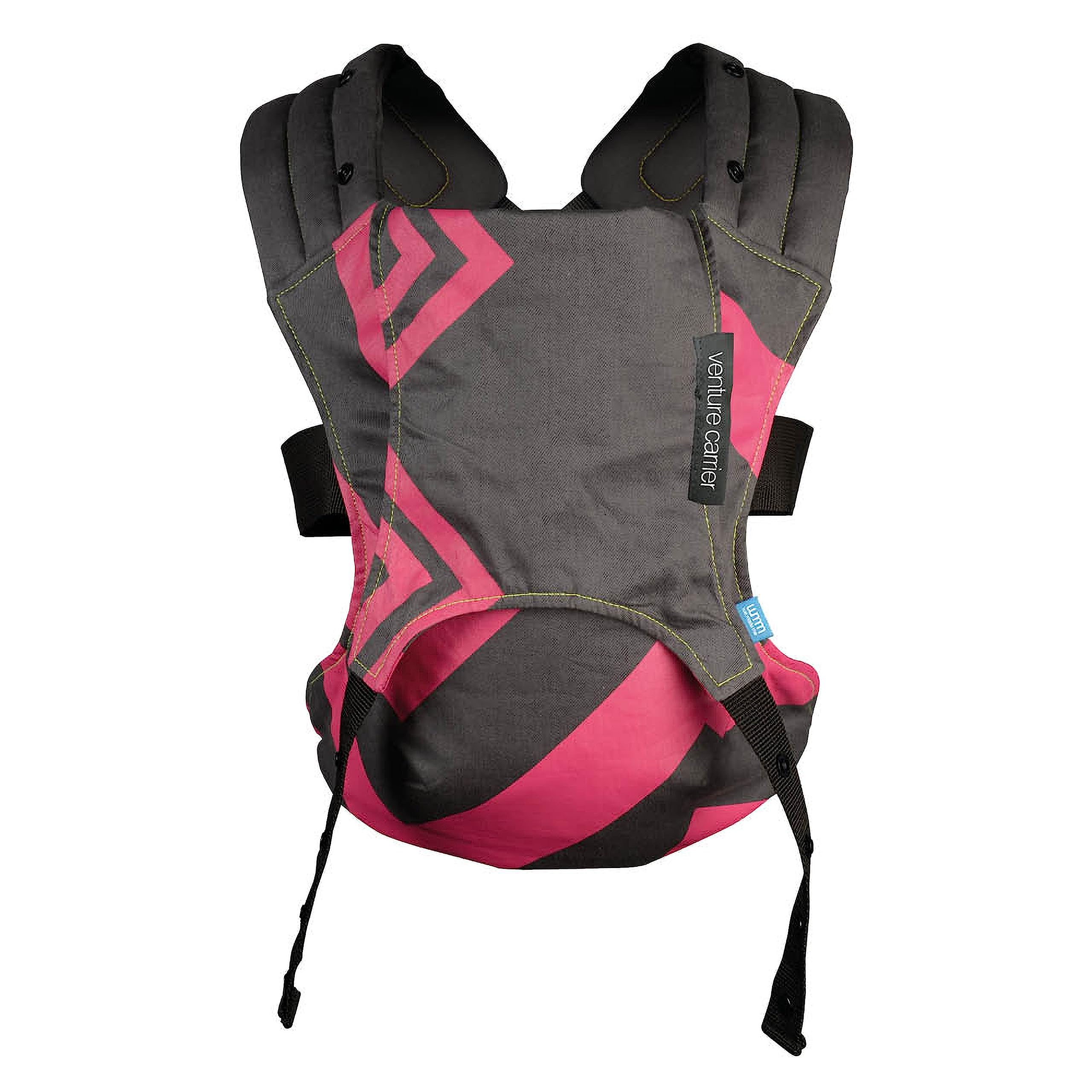 Diono We Made Me Venture, 2-in-1 Front and Back Worn Baby Carrier, from 3.6-15.9 kg, Bubblegum Charcoal Zigzag