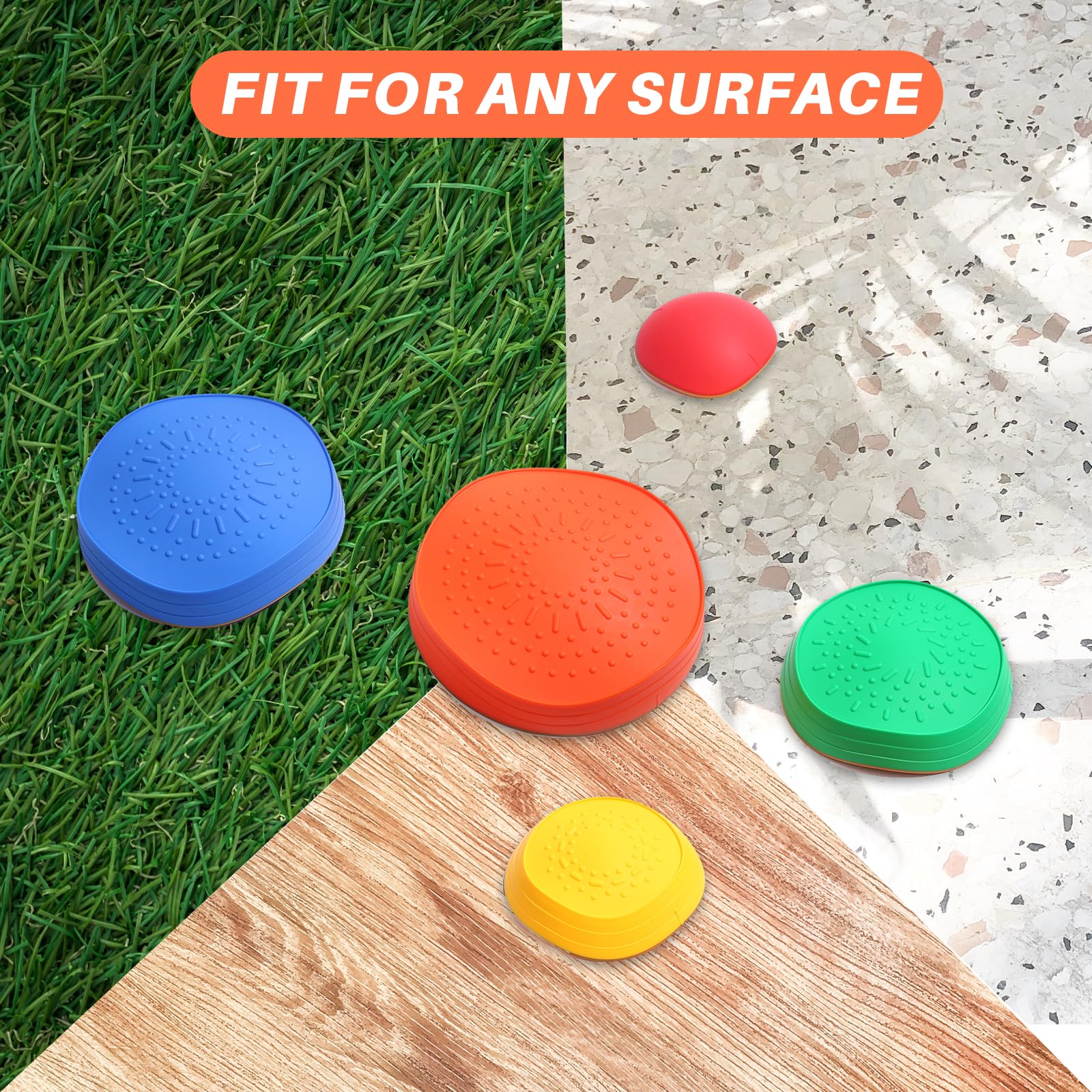 Balance Stepping Stones for Kids - 5pcs Vibrant and Nature-Themed Sensory Toys to Encourage Toddlers Balance & Gross Motor Skills for Indoor and Outdoor Play