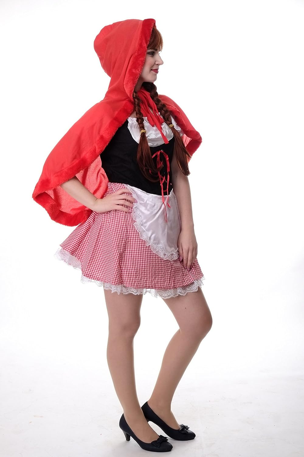 dressmeup - costume women's costume hood sexy red riding hood Size S/M L213, Red-black-white, S-M - Image 4