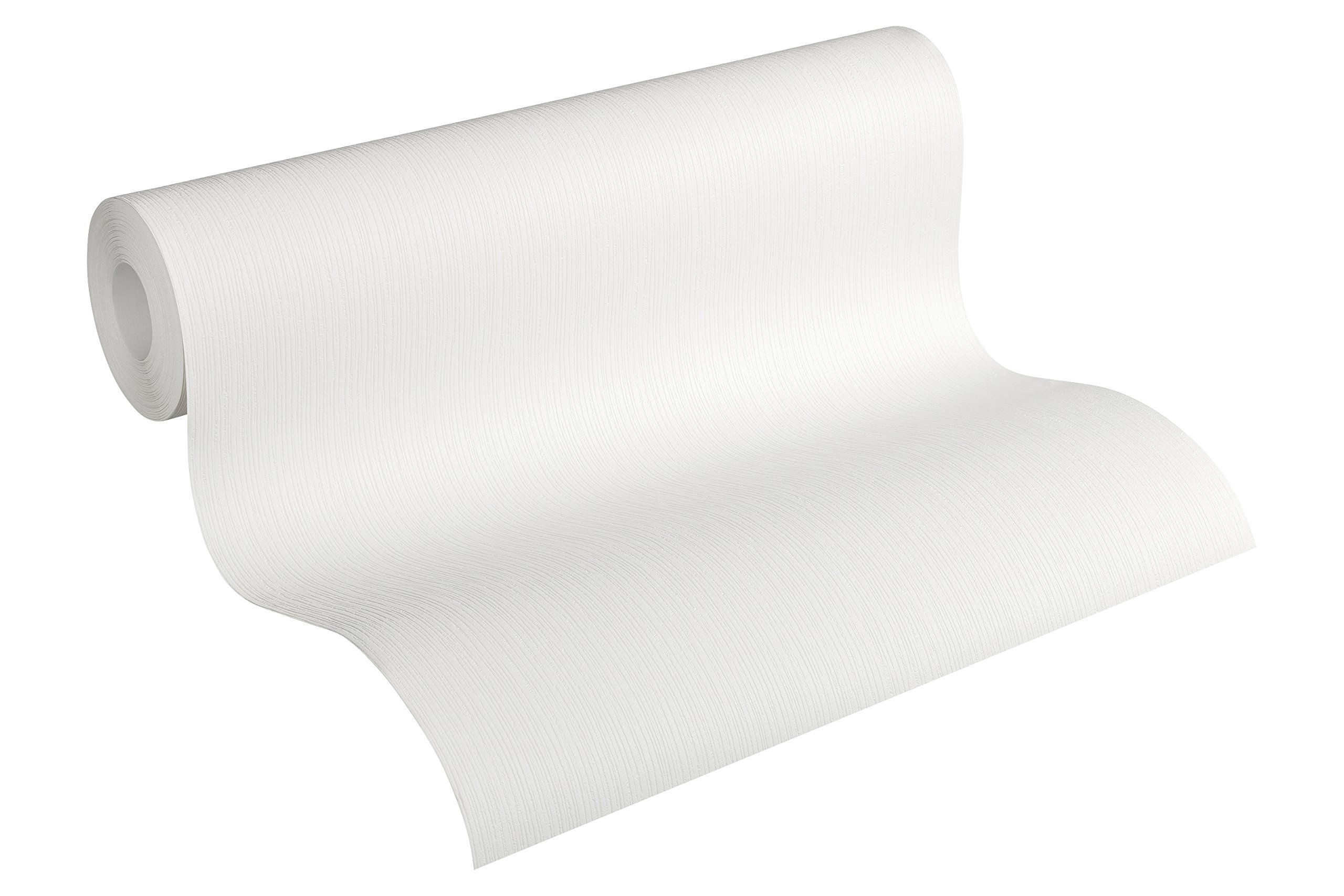 A.S. Création Non-Woven Wallpaper Master Plaster, 15 m Wallpaper, Alternative to Rough-Walled uni Wallpaper. 15.00 m x 0.53 m, White, Made in Germany 336371 33637-1.