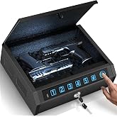AIRMuch Biometric Gun Safe for Handguns, Pistol Safe Fits 2-3 Handguns | Fingerprint Gun Safe for Handguns, Car Gun Safe with Quick Access, LED Light, Stealth Mode, Carbon Steel