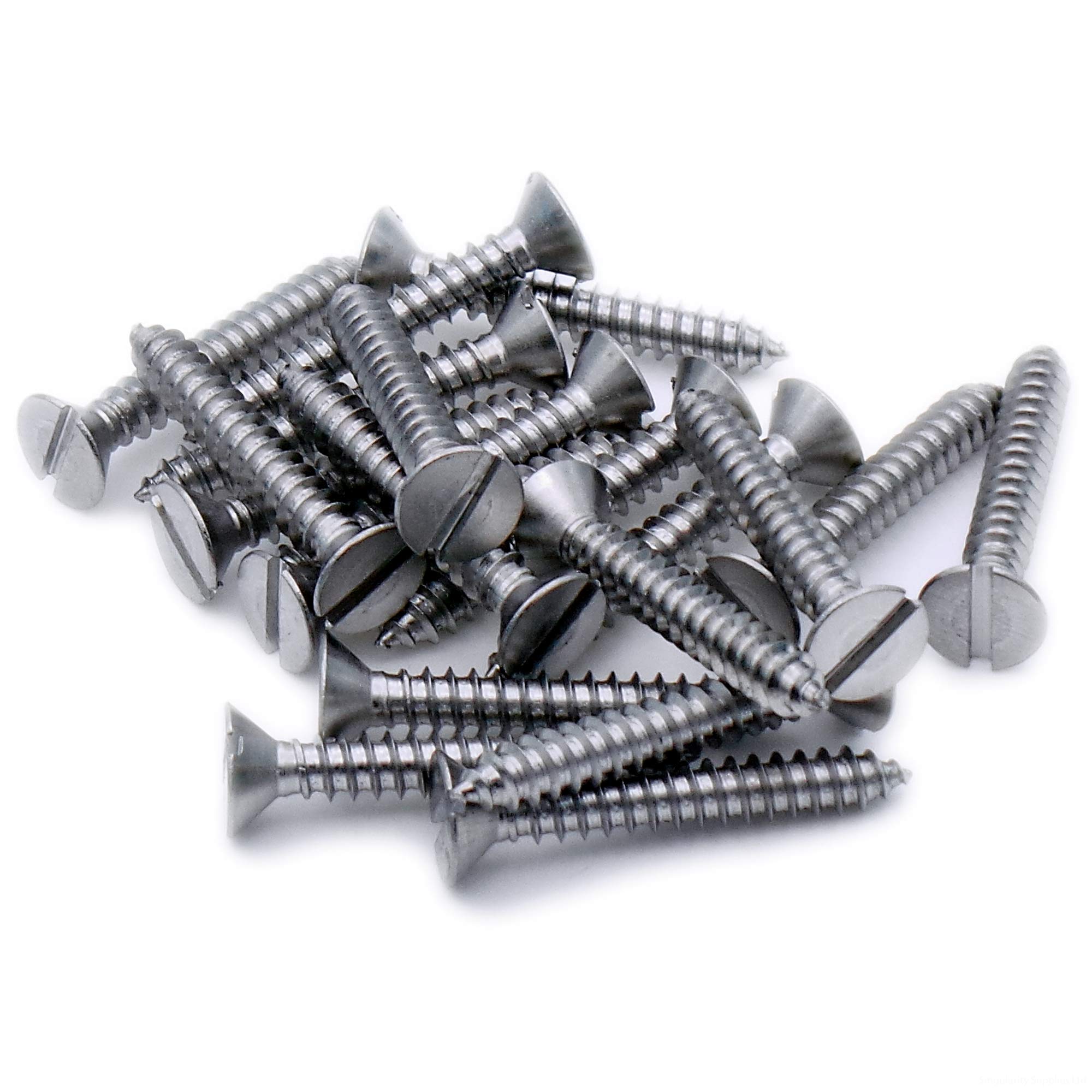 No.10 x 2.5 (4.8mm x 60mm) Slot Countersunk Self-Tapping Screw - Stainless Steel (A2) (Pack of 20)