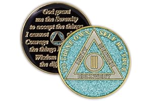 THE TOKEN SHOP 3 Year Sobriety Coin | Glitter Triplate AA Chip Recovery Anniversary Token (Blue)