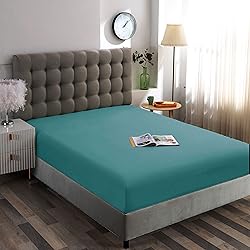 Toodou Teal Twin-XL Size Fitted Sheet-Brushed