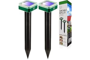 Livin' Well Solar Sonic Pest Repeller Stakes - 2pk Outdoor Pest Repellent with 2,500 Feet Range, Solar Powered Animal Control, Rodent Repellent and Deterrent for Mole, Vole, Gopher