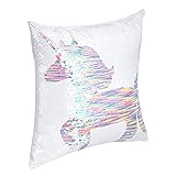 Amazon Basics Kids Unicorns & Rainbows Decorative Pillow - Sequin Unicorn