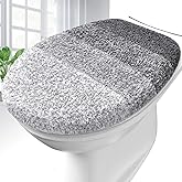 OLANLY Soft Microfiber Bathroom Toilet Lid Cover, Machine Washable Seat Covers, 17.5x15, Stays in Place Rubber Backing, Fits Most Round, Elongated and Oblong Lids, Accessories Decor, Gray