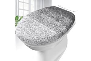 OLANLY Soft Microfiber Bathroom Toilet Lid Cover, Machine Washable Seat Covers, 17.5x15, Stays in Place Rubber Backing, Fits Most Round, Elongated and Oblong Lids, Accessories Decor, Gray