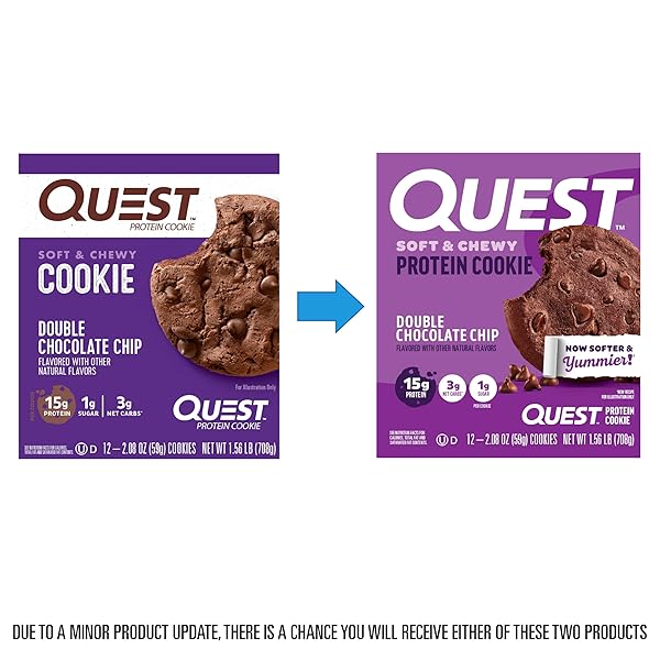 QUEST SOFT & CHEWY PROTEIN COOKIE – 15G PROTEIN – DOUBLE CHOCOLATE CHIP (12 COOKIES)