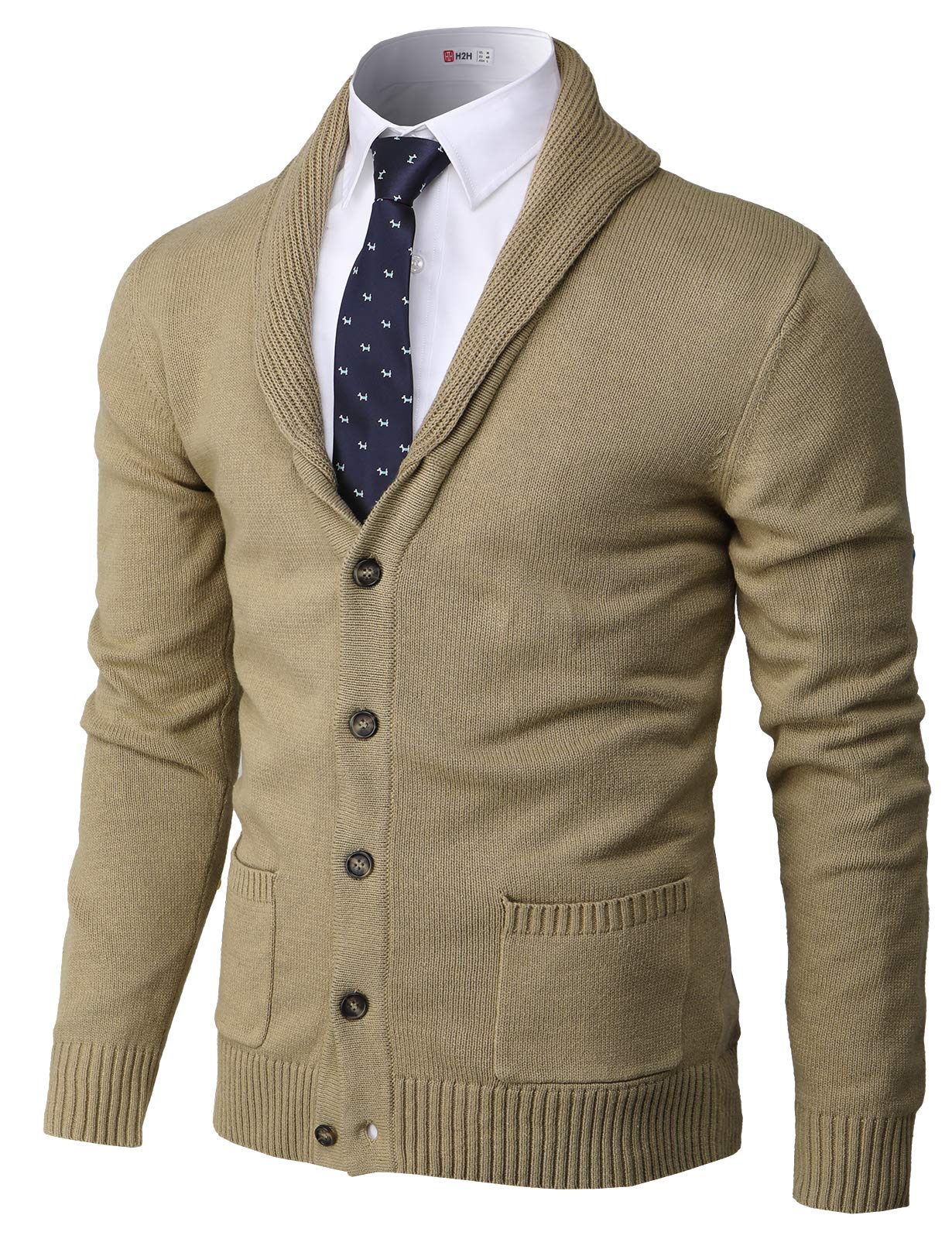 H2H Mens Casual Slim Fit Soft Acrylic Solid