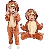 Toddler Baby Animal Costume Kids Toddler Dinosaur Lion Halloween Costume with Tail, Soft Dress Up for Baby Boys Girls 12M-5Y