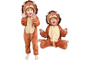 YADIYA Toddler Baby Animal Costume Kids Toddler Dinosaur Lion Halloween Costume with Tail, Soft Dress Up for Baby Boys Girls 12M-5Y