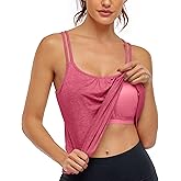 Hibelle Women's Workout Yoga Racerback Tank Tops with Built in Shelf Bra