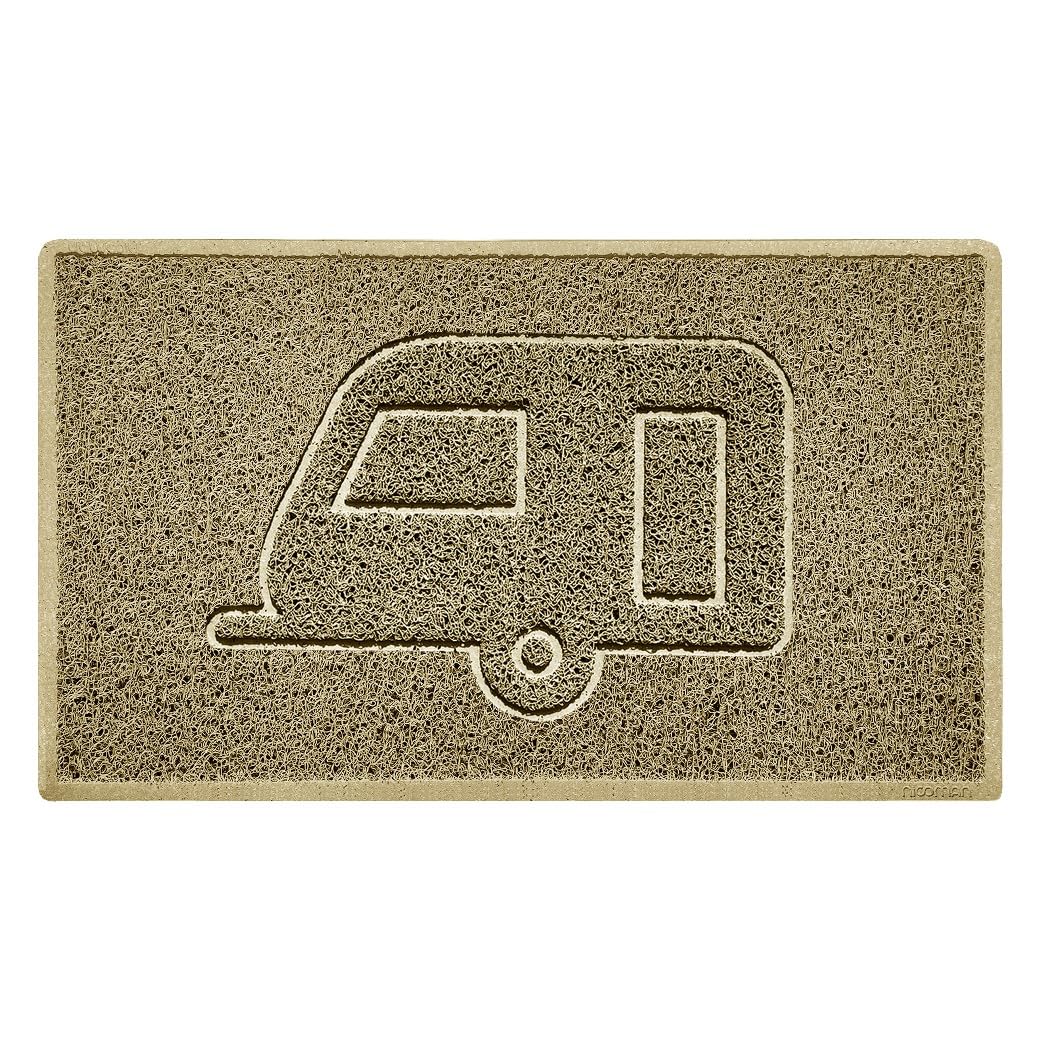 Nicoman CARAVAN Embossed Shape Door Mat Dirt-Trapper Washable Barrier Doormat-(Use Indoor or Sheltered Outdoor)-(75x44cm/29.5x17.3inches,Medium) Beige