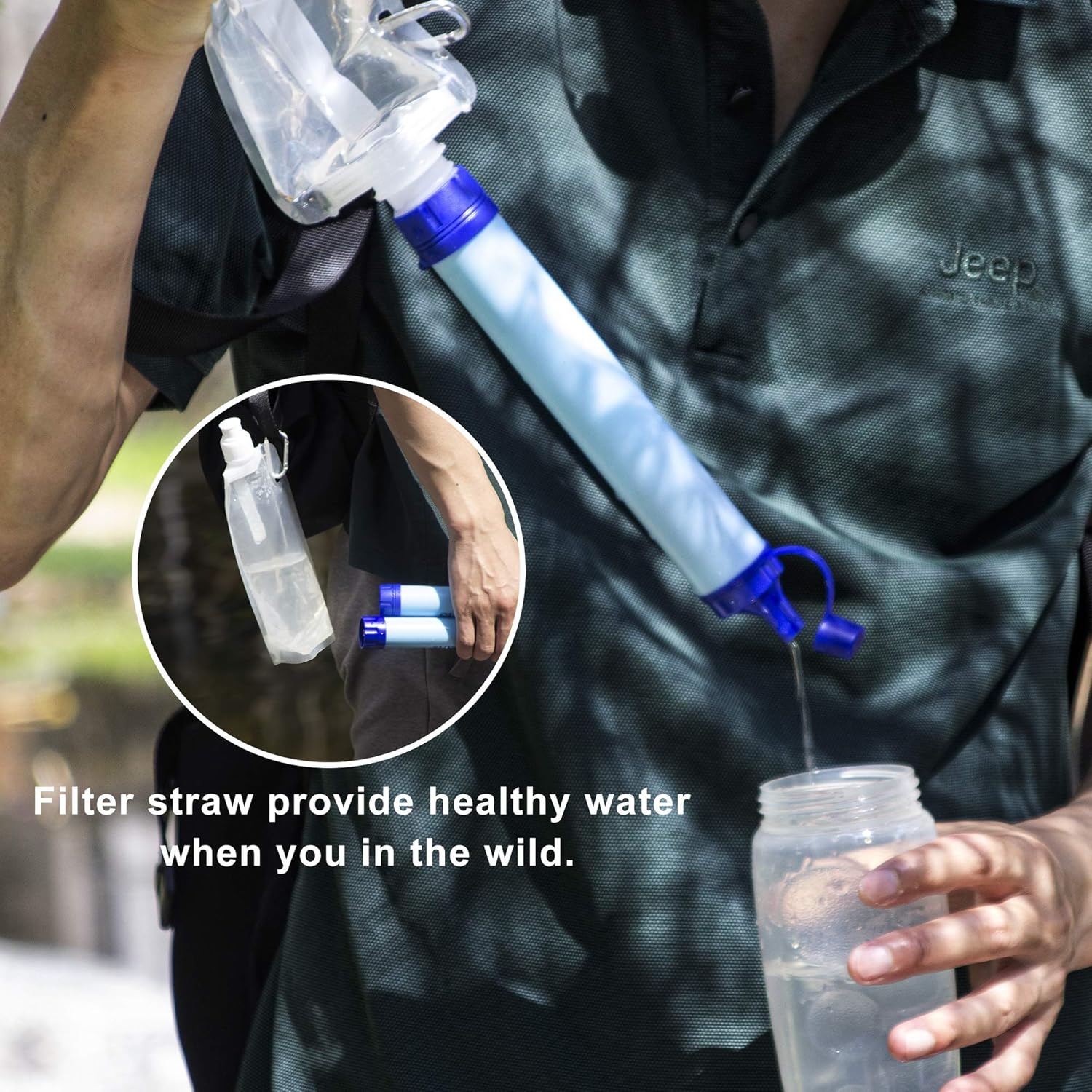SUPOLOGY Water Filter, Personal Survival Straw Water Purifier for