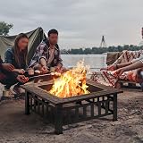 Yaheetech Square Fire Pit 86cm Outdoor Patio Heater Table with Cover view 2
