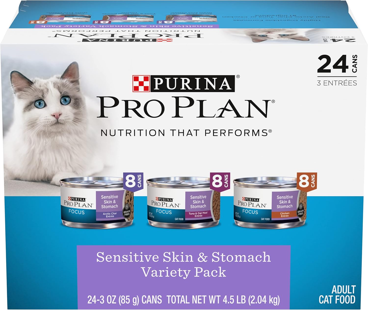 Purina Pro Plan Adult Wet Cat Food Variety Pack, (24) 3 oz. Cans