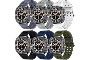 Acextro 6-Pack Marine Sport Band Compatible with Galaxy Watch Ultra Bands 47mm (2024), Samsung Watch 7 Ultra Bands for Men Women, Breathable Ocean Silicone Strap No Gap Design