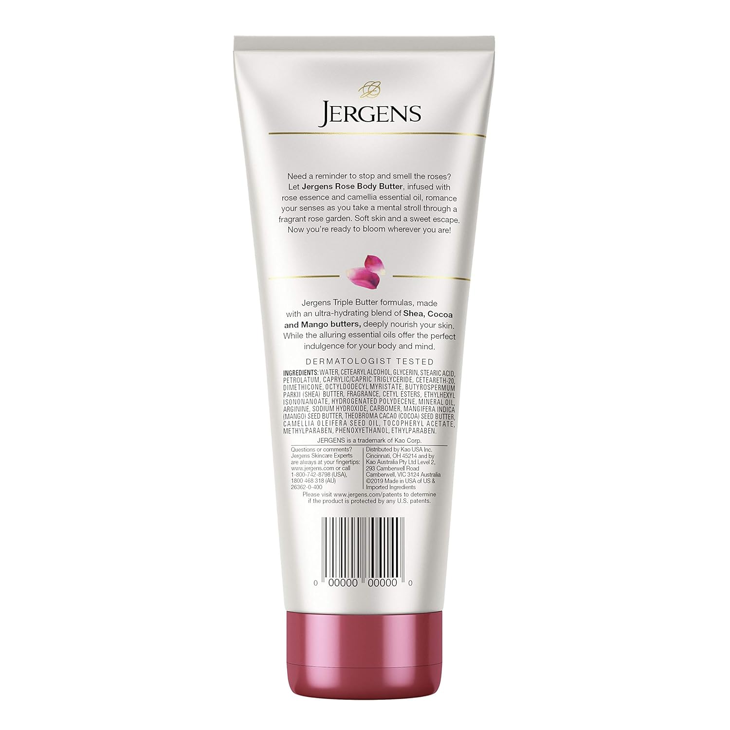 Jergens Jergens Rose Body Butter, 7 Ounce Lotion, With Camellia Essential Oil, for Indulgent Moisture, Rose, 7.0 Fl Ounce: Beauty