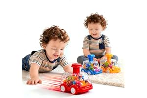 Press and Go Push Cars for Toddlers 1-3 (Set of 3) - Colorful Gear Baby Toy Cars, Crawl Training Toddler Toys for Boys Girls