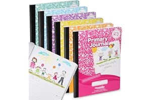 MANALOOM Primary Composition Notebook K-2, Primary Journal Grades K 2, Preschool, 1st Grade, Kindergarten Notebooks, Primary Ruled - 9.75″ x 7.50″ - Sturdy Covers - 100 Sheets - Assorted Colors - (6 Pack)
