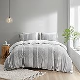 INK+IVY 100% Cotton Duvet Mid Century Modern Design, All Season Comforter Cover Bedding Set, Matching Shams, Full/Queen, Kara Jacquard Grey