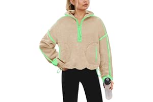 Yanekop Womens Quarter Zip Pullover Sherpa Fleece Jacket Oversized Zip Up Sweatshirt Half Zip Pullover Fuzzy Outerwear