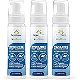 Nurture Rinse Free Foaming Cleanser | Waterless Shower & Bath Wash w/Aloe for Sensitive Dry Skin | Women, Camping, Elderly & 