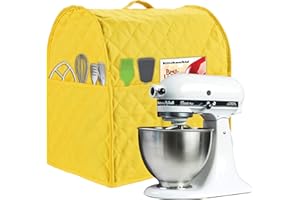 NALAN Stand Mixer Cover compatible with Kitchenaid Mixer, Fits All Tilt Head & Bowl Lift Models,Pure Cottot,Fine, Soft, Not Easy to Fade, Not Easy To Pilling (Yellow, Fits for 4.5-Quart and All 5-Quart)