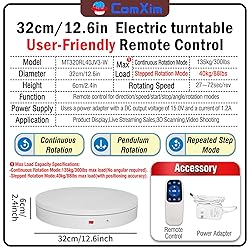 12.6In Remote Motorized Electric Turntable Rotating