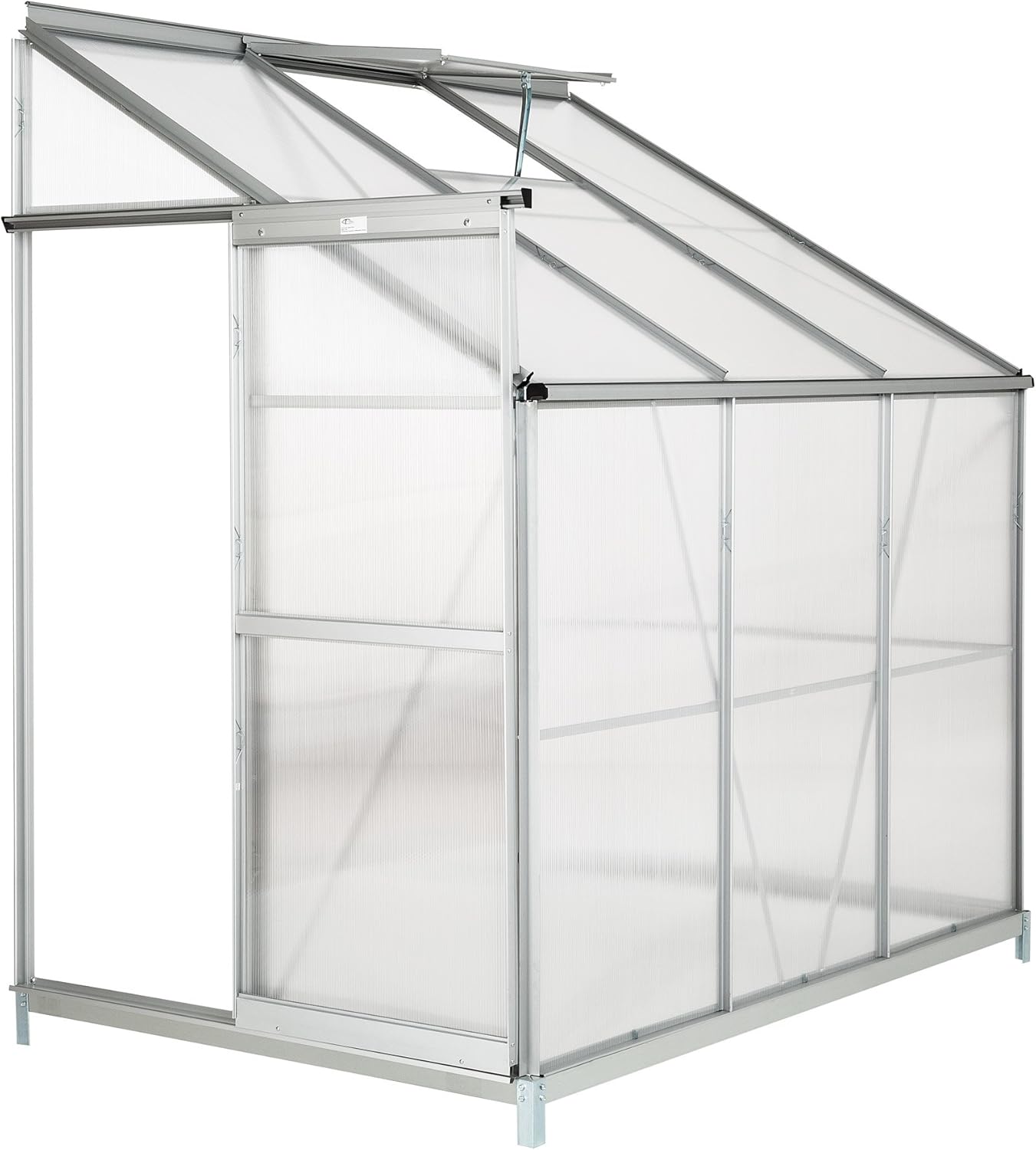 TecTake Aluminium Beistell-Gewächshaus 4,09 m³ Gartengewächshaus Treibhaus Frühbeet - Diverse Modelle - (192x128x202cm mit Fundament | Nr. 402469)